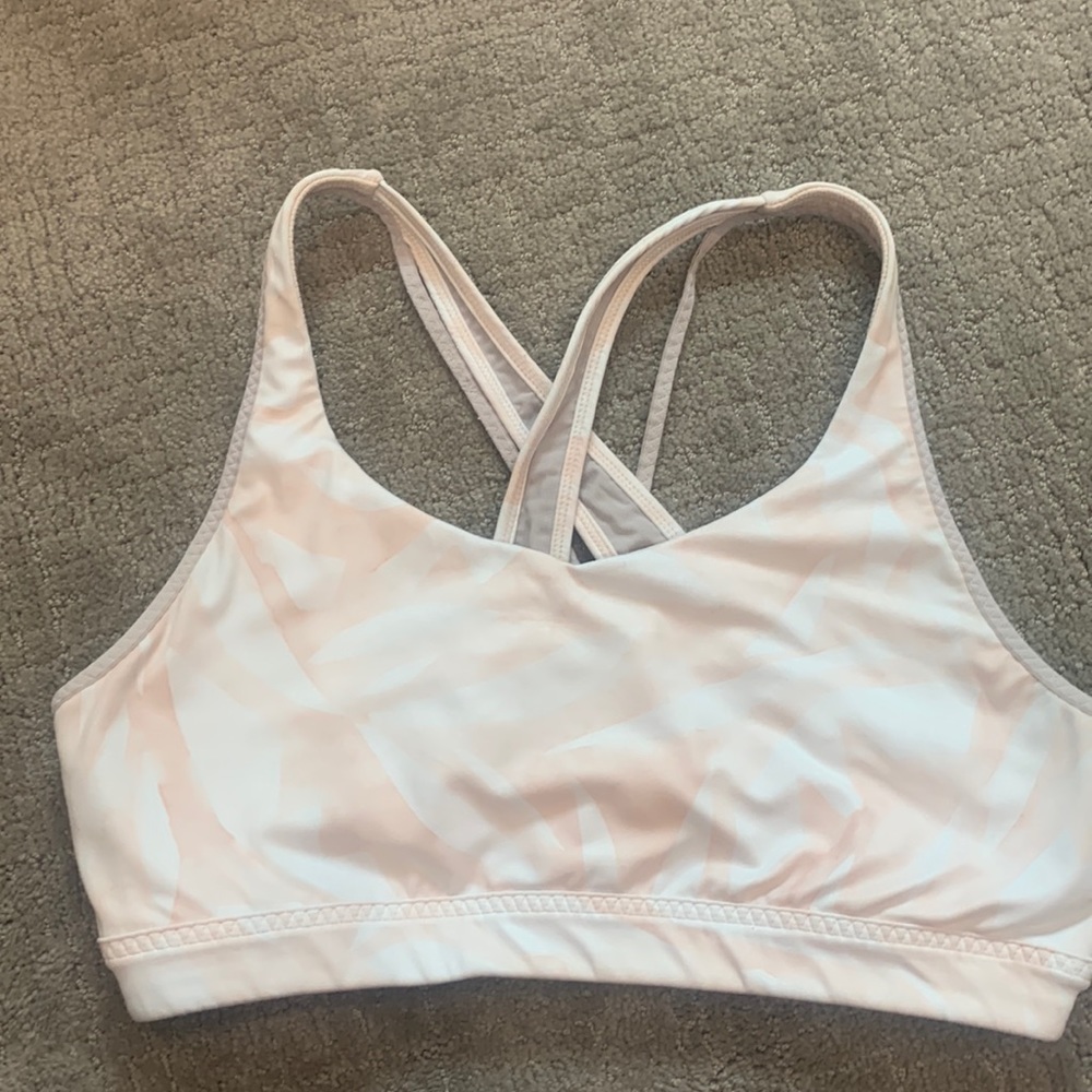 Athleta Sports Bra light pink/white Size M